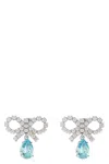 Self-portrait Micro Bow Blue Droplet Earrings In Gray