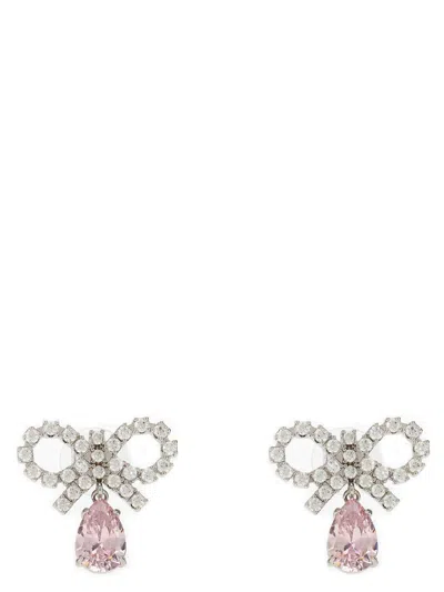 Self-portrait 'micro Bow Pink Droplet' Earrings
