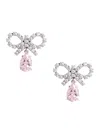 Self-portrait Micro Bow Pink Droplet Earrings