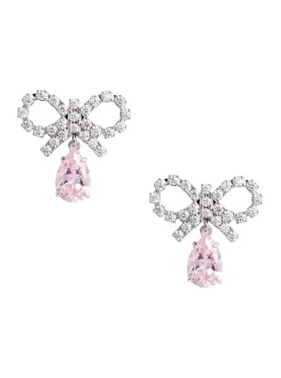 Self-portrait Micro Bow Pink Droplet Earrings