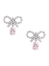 Self-portrait Micro Bow Pink Droplet Earrings