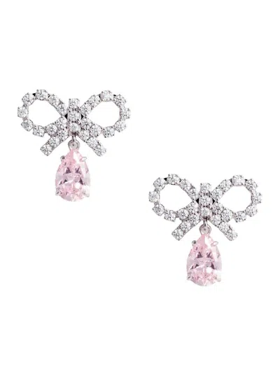 Self-portrait Micro Bow Pink Droplet Earrings