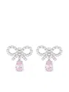 Self-portrait Micro Bow Pink Droplet Earrings Accessories In Metallic