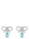 Self-portrait Micro Bow Blue Droplet Earrings In Gray