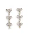 Self-portrait Micro Bow Silver Brass Earrings In White