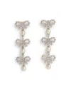 Self-portrait Micro Bow Silver Brass Earrings In White