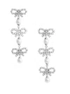 Self-portrait Metallic Tiered Earing With Bow Charm And Crystal Embellishments In Brass Woman In Metallic
