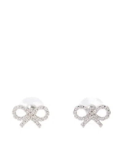 Self-portrait Micro Crystal Bow Earrings In Metallic