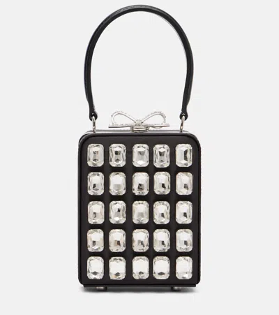 Self-portrait Micro Crystal-embellished Box Bag In Purple