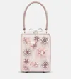 Self-portrait Micro Crystal-embellished Floral Box Bag In Orange