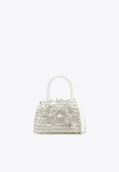 Self-portrait Micro Crystal-embellished Top Handle Bag In White