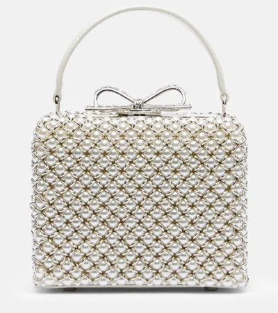 Self-portrait Micro Faux Pearls-embellished Clutch In White