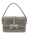 Self-portrait Micro Chainmail Crystal Top Handle Bag In Silver