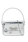 Self-portrait Micro Laminated Leather Handbag In Argento