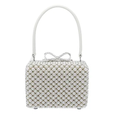 Self-portrait Micro Pearl Embellished Handbag In White