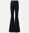 Self-portrait Mid-rise Flared Jeans In Black