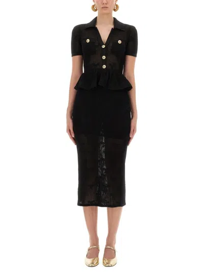 SELF-PORTRAIT SELF-PORTRAIT MIDI CROCHET DRESS WITH BOWS