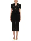 Self-portrait Midi Crochet Dress With Bows In Black