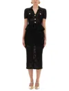 Self-portrait Midi Crochet Dress With Bows In Black