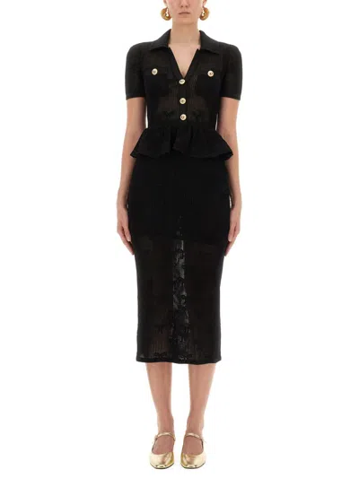 SELF-PORTRAIT SELF-PORTRAIT MIDI CROCHET DRESS WITH BOWS