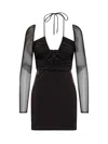 Self-portrait Plain Knitted Hollowed-out Mini Dress In Black