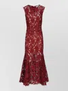 Self-portrait Fitted Guipure Lace Midi Dress With Removable Belt In Brown