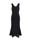 Self-portrait Floral-appliqué Open-knit Dress In Nero