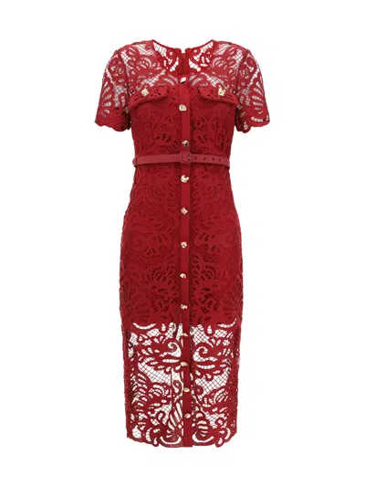 SELF-PORTRAIT DRESS IN RED POLYESTER