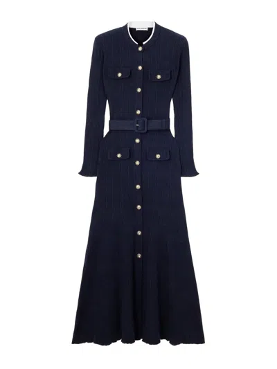 Self-portrait Midi Dress With Belt In Blue