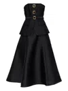 Self-portrait Midi Dress With Buckle Self Portrait In Black