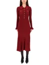 Self-portrait Midi Dress With Collar In Red