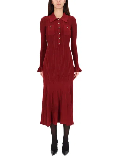 Self-portrait Midi Dress With Collar In Red