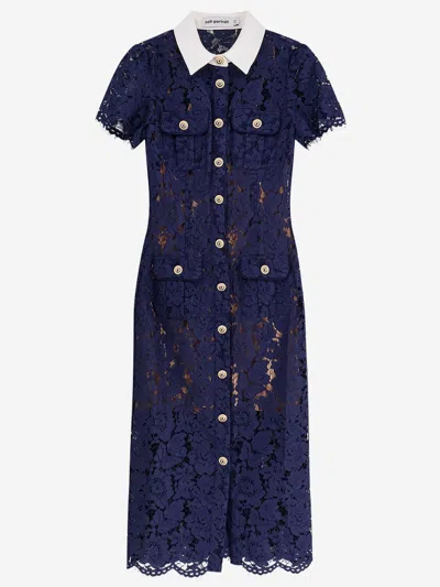 Self-portrait Self Portrait Midi Dress With Contrasting Lace Collar In Pink