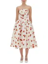 Self-portrait Floral-print Midi Dress With Fitted Bodice In Multi