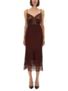Self-portrait Self Portrait Brown Lace Insert Midi Dress In Brown