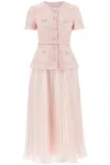 Self-portrait Midi Dress With Pleated Skirt In Pink (pink)