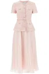 Self-portrait Midi Dress With Pleated Skirt In Rose