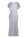 Self-portrait Midi Dress In Mesh With Rhinestones In White