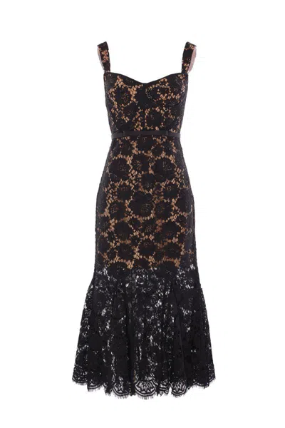 Self-portrait Black Fine Lace Midi Dress Dresses Black