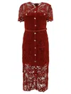 Self-portrait Red Midi Red Dress With Jewel Buttons In Red