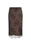 Self-portrait Lace Overlay Sheer Midi Skirt With Slit