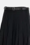 Self-portrait Black Pleated Twill Midi Skirt Skirts Black In Black
