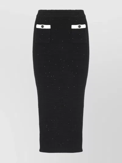 SELF-PORTRAIT MIDI SKIRT WITH JEWEL BUTTONS AND POCKETS