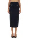 Self-portrait Midnight Blue Wool Blend Skirt In Black