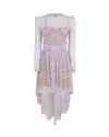 Self-portrait Lilac Lace Asymmetric Mini Dress In Purple