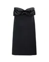 Self-portrait Black Sleeveless Mini Dress With Bandeau And Beaded Oversize Bow In Tech Fabric Woman In Bl