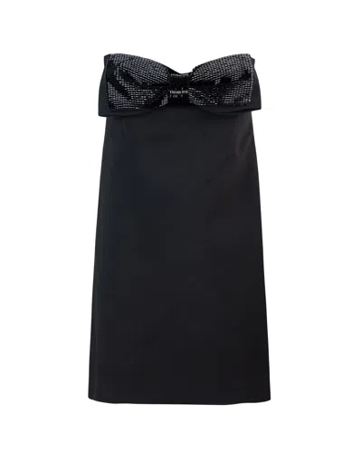 SELF-PORTRAIT BLACK CREPE MINI DRESS