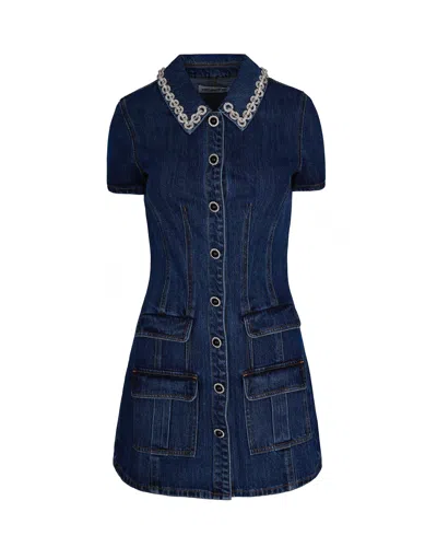 Self-portrait Mini Abito In Denim Blue