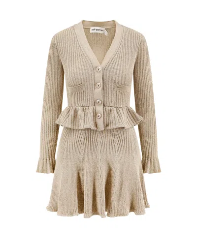 SELF-PORTRAIT GOLD LUREX KNIT MINI DRESS