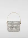 Self-portrait Micro Crystal-embellished Satin And Leather Top Handle Bag In 奶油黄